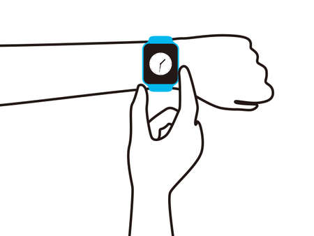 Man wearing fashion smart watch, vector illustrationのイラスト素材