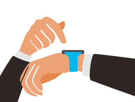Man wearing fashion smart watch, vector illustrationのイラスト素材