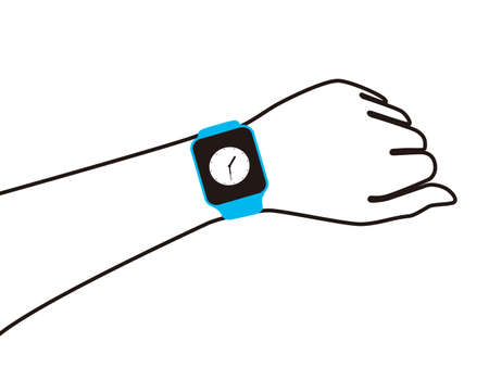Man wearing fashion smart watch, vector illustrationのイラスト素材