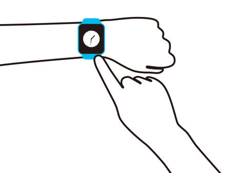 Man wearing fashion smart watch, vector illustrationのイラスト素材
