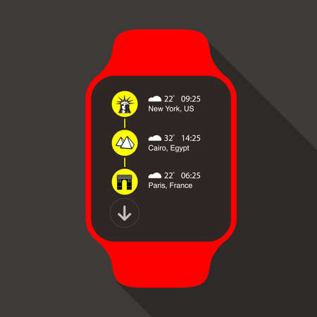 Fashion smart watch, front, touchscreen, vector illustrationのイラスト素材