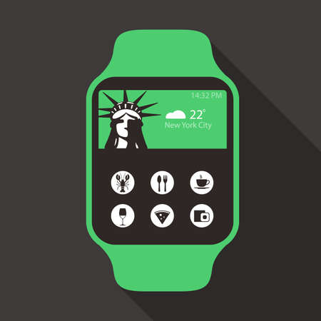 Fashion smart watch, front, touchscreen, vector illustrationのイラスト素材