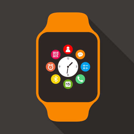 Fashion smart watch, front, touchscreen, vector illustrationのイラスト素材