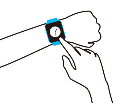 Man wearing fashion smart watch, vector illustrationのイラスト素材