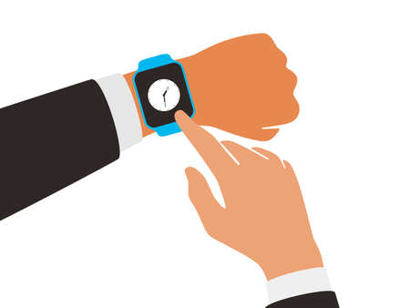 Man wearing fashion smart watch, vector illustrationのイラスト素材
