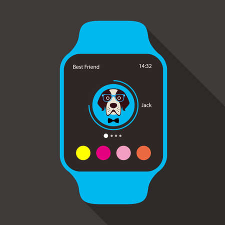 Fashion smart watch, front, touchscreen, vector illustrationのイラスト素材