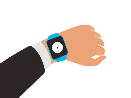 Man wearing fashion smart watch, vector illustrationのイラスト素材