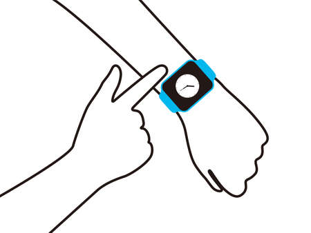 Man wearing fashion smart watch, vector illustrationのイラスト素材