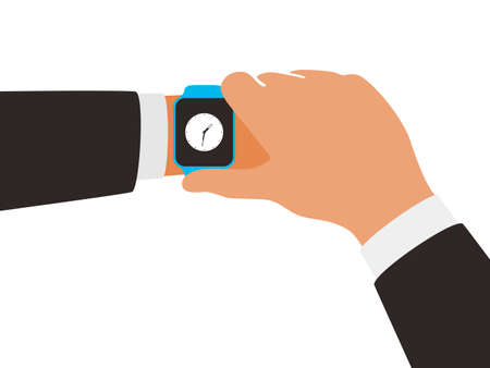 Man wearing fashion smart watch, vector illustrationのイラスト素材