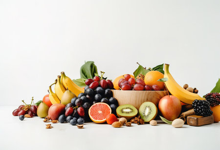 fruit on white background, top viewの素材