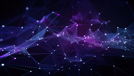 Abstract polygonal space low poly dark background with connecting dots and lines. Connection structure. 3d renderingの素材