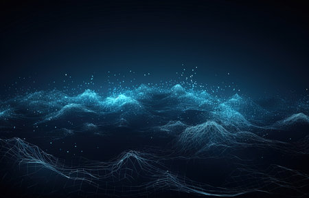 Abstract digital background. Big data visualization. Futuristic wave. Vector illustration.の素材