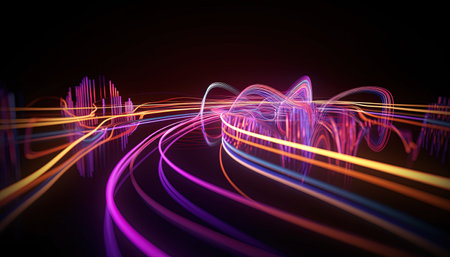 3d rendering of abstract technology background. Futuristic shape with glowing lines.の素材