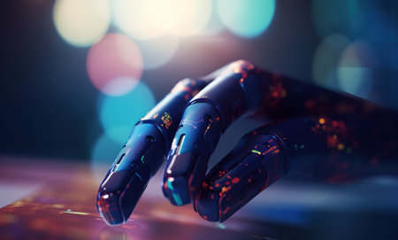Robot hand close up. Future technology concept. 3D Renderingの素材