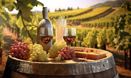 Wine tasting in Chianti region, Grape planting areaの素材