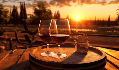 Wine tasting in Chianti region, Grape planting areaの素材