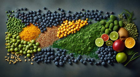 a variety of supermarket foods, beans, healthy food collageの素材