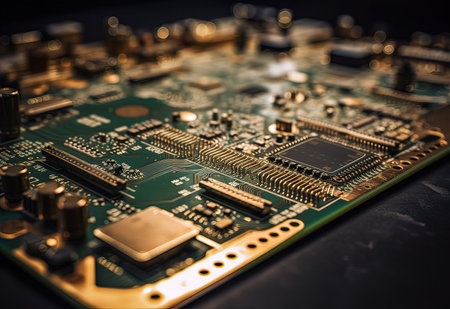 Close-up of electronic circuit board. Technology background. Selective focusの素材