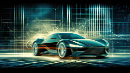 Conceptual image of a sports car with a futuristic designの素材