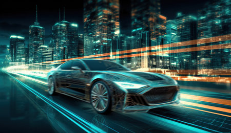 Conceptual image of a sports car with a futuristic designの素材