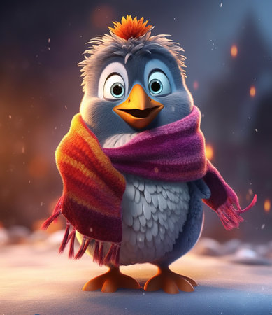 parrott cat with scarf, look at the camera, in a dark background, portrait created by generative AI technology.の素材