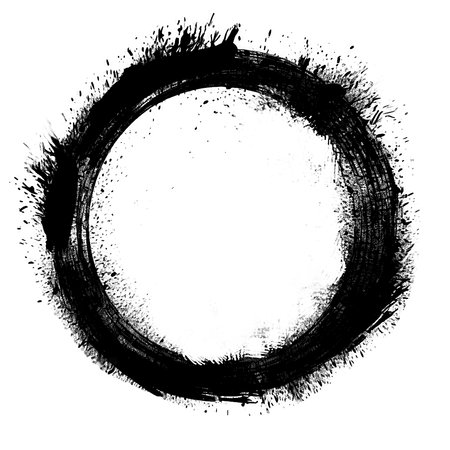 Brush splash stroke circle texture, transparent background.の素材