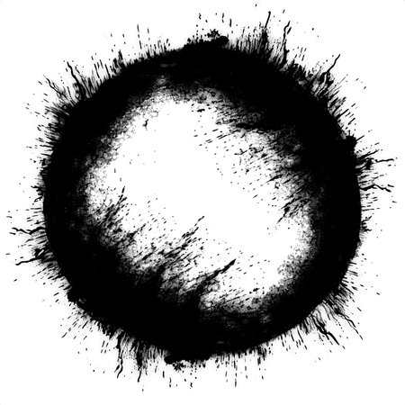 Brush splash stroke circle texture, transparent background.の素材