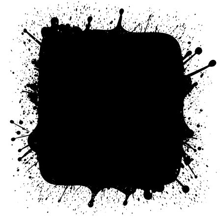 rectangle splash rendered in vigorous strokes of an ink brush.transparent background.の素材