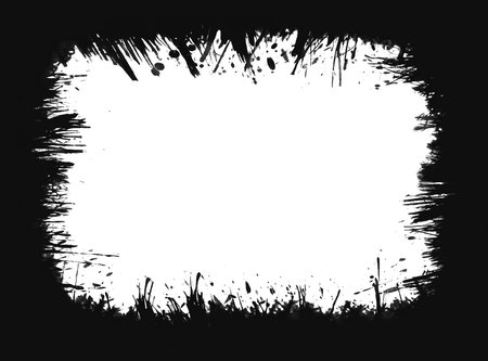 square frame rendered in vigorous strokes of an ink brush.transparent background.の素材