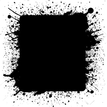 rectangle splash rendered in vigorous strokes of an ink brush.transparent background.の素材