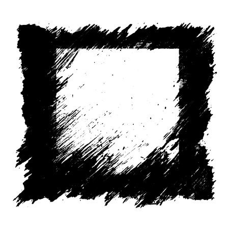square frame rendered in vigorous strokes of an ink brush.transparent background.の素材