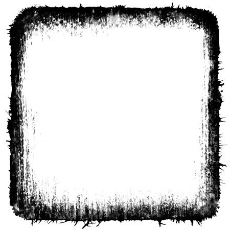 square frame rendered in vigorous strokes of an ink brush.transparent background.の素材