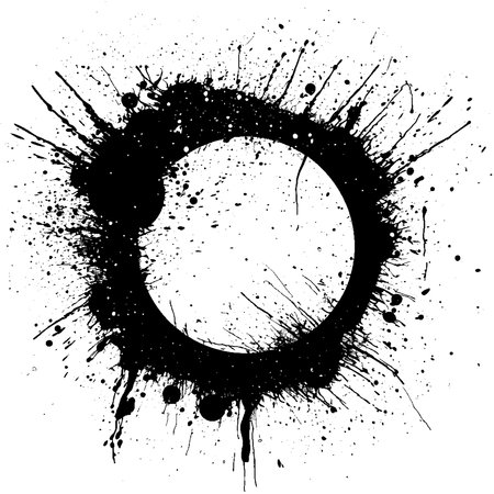 Brush splash stroke circle texture, transparent background.の素材