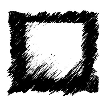square frame rendered in vigorous strokes of an ink brush.transparent background.の素材