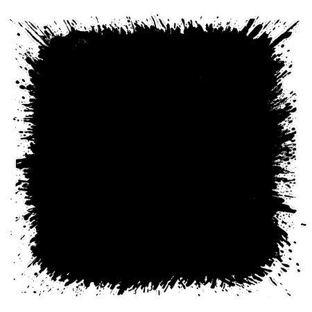rectangle splash rendered in vigorous strokes of an ink brush.transparent background.の素材