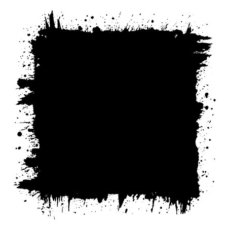 square frame rendered in vigorous strokes of an ink brush.transparent background.の素材