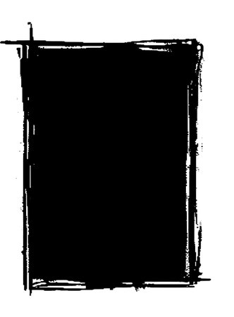 rectangle frame rendered in vigorous strokes of an ink brush.transparent background.の素材