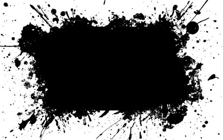 rectangle splash rendered in vigorous strokes of an ink brush.transparent background.の素材