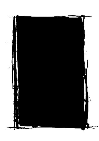 rectangle frame rendered in vigorous strokes of an ink brush.transparent background.の素材