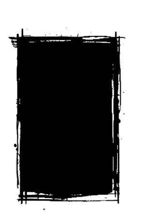 rectangle frame rendered in vigorous strokes of an ink brush.transparent background.の素材