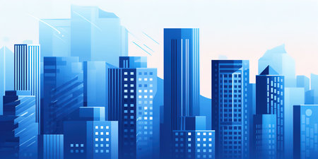 Skyline of colorful city, clean skyの素材