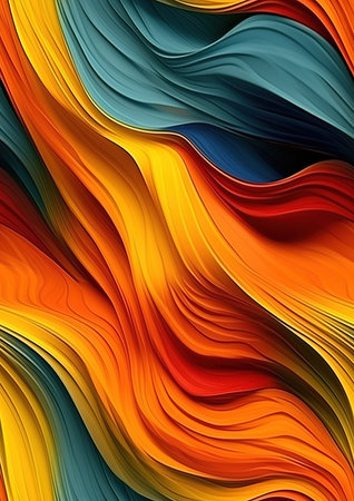 abstract colorful background with smooth wavy lines in orange, yellow, green and blue colorsの素材