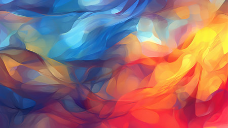 Abstract background with blue, orange, yellow and red colors.の素材