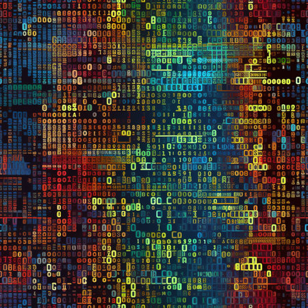 Abstract technology background with digital number.の素材