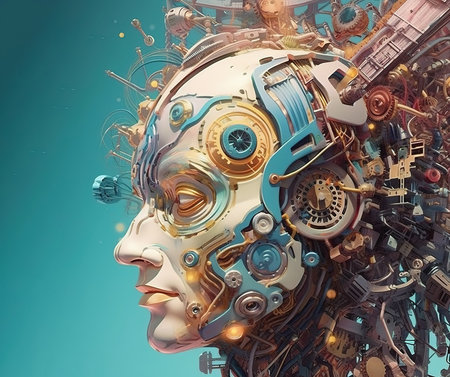 Artificial intelligence media illustration art. created with generative AI technologyの素材