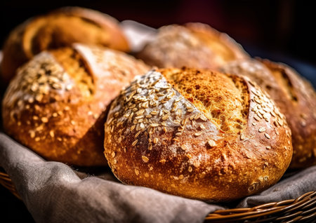 big fresh baked German bread, Bakery goods.の素材