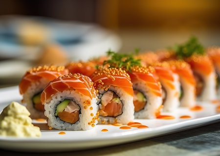 Japanese cuisine. delicious Sushi on the plate.の素材