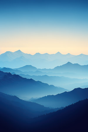 Mountain landscape in the morning light. Vector illustration. Eps 10の素材