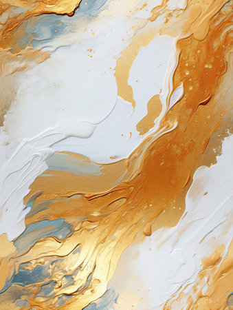 Gold and blue marbling pattern. Golden marble liquid texture. Fluid art.の素材