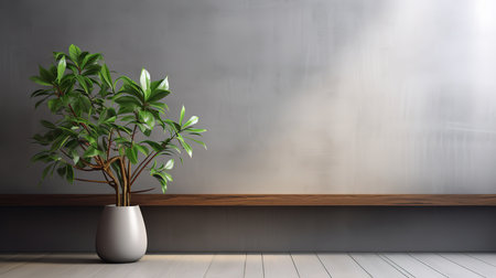 3d render of a room interior with a plant in a potの素材